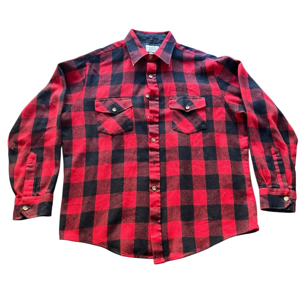 Vintage Sears Red and Black Checkered Men's Shirt